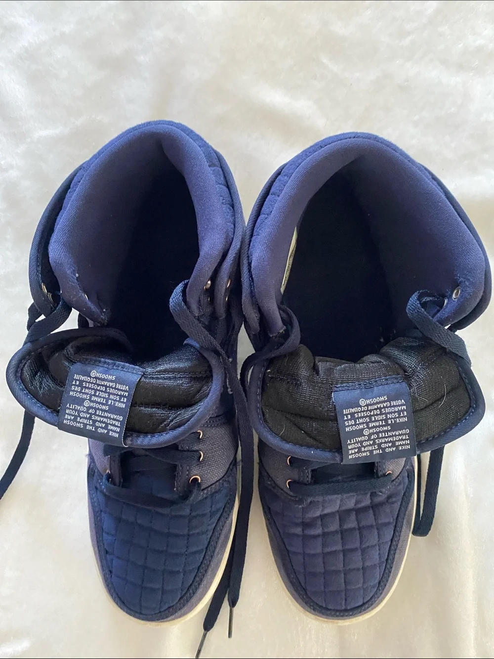 NIKE JORDAN Quilted Navy High-Top Sneakers. Size 12